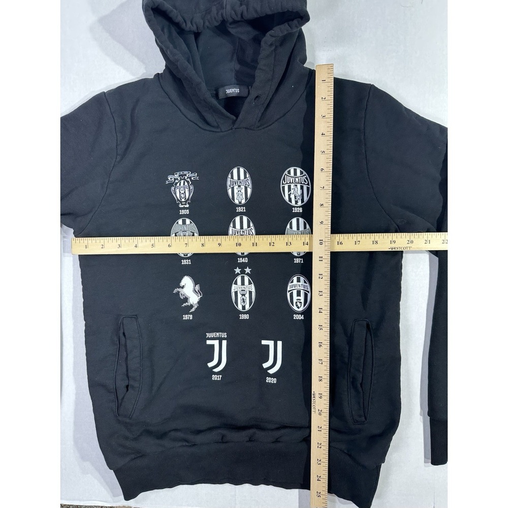Juventus Hoodie Men's Medium Black Soccer Football Evolution Logo Graphic - Picture 3 of 4